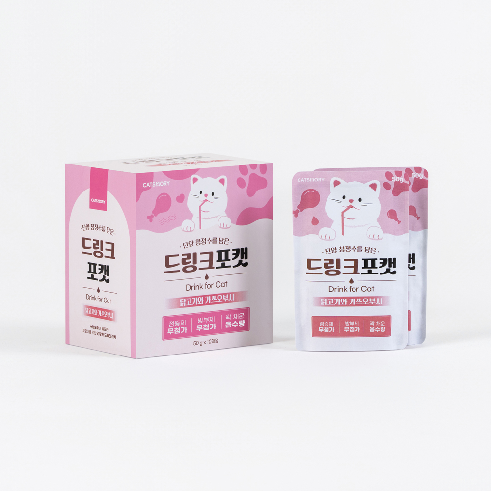드링크포캣 고양이 드링크 스프 음수량 늘리기 닭고기+가쓰오부시, 50g, 10개 - 상세 이미지 4