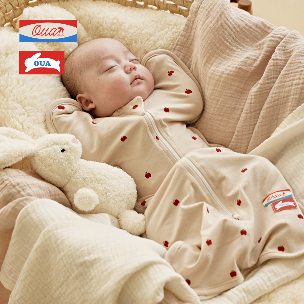 오우아스튜디오 사계절 신생아 스와들 업다운지퍼 속싸개 나비잠 태열 밤부 애플, S 제품 이미지
