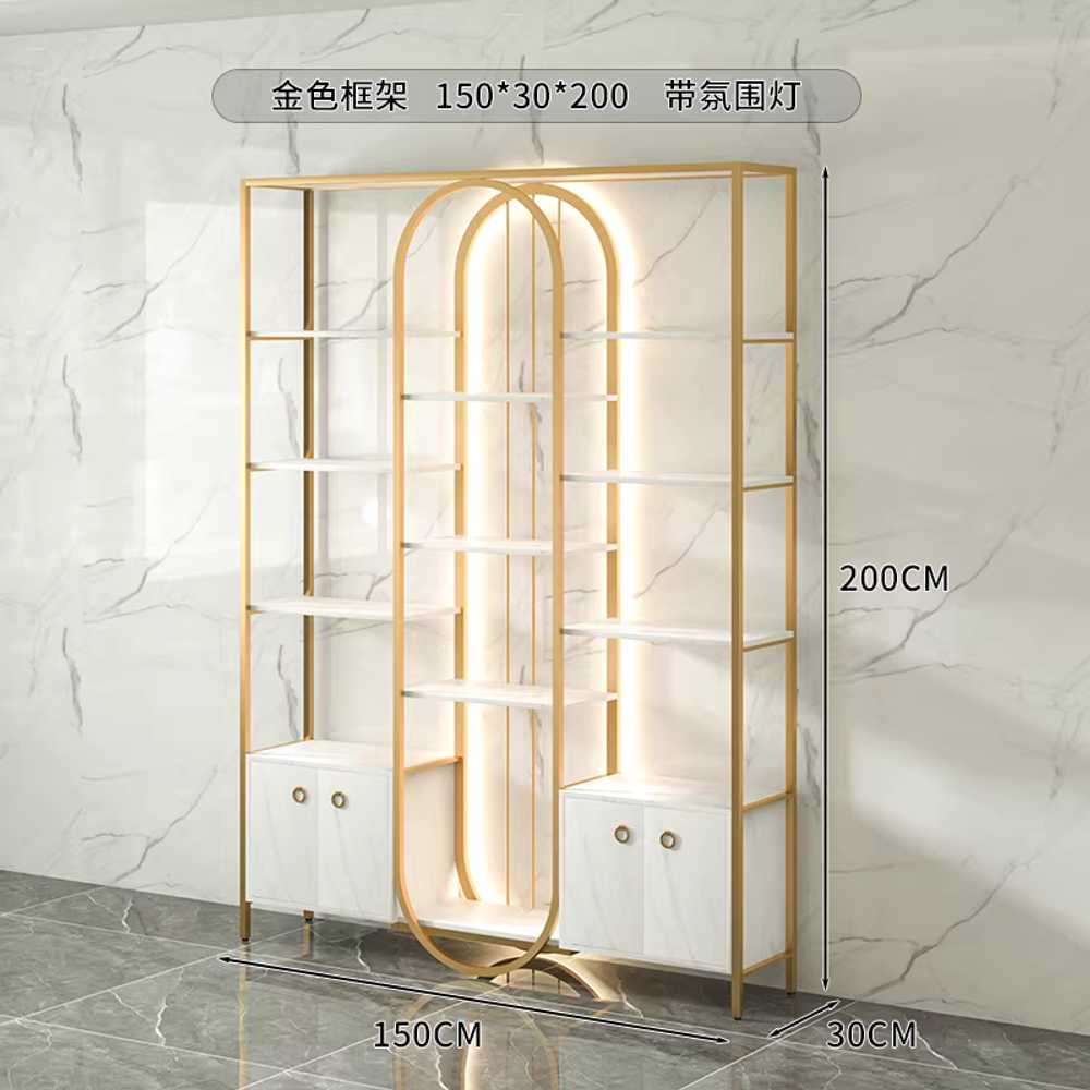 조명 장식장 네일샵 쇼케이스 보관 인테리어 모듈장 60x60x200cm 코너선반 골드 이미지 6