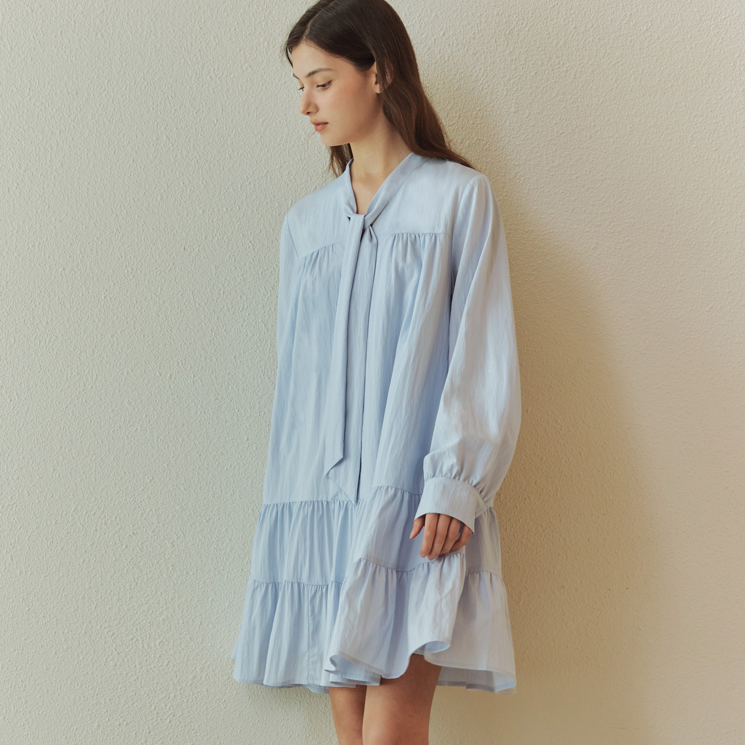 [제로스트릿][2컬러] 타이 셔링 원피스 TIE SHIRRING ONE-PIECE - 상세 이미지 3
