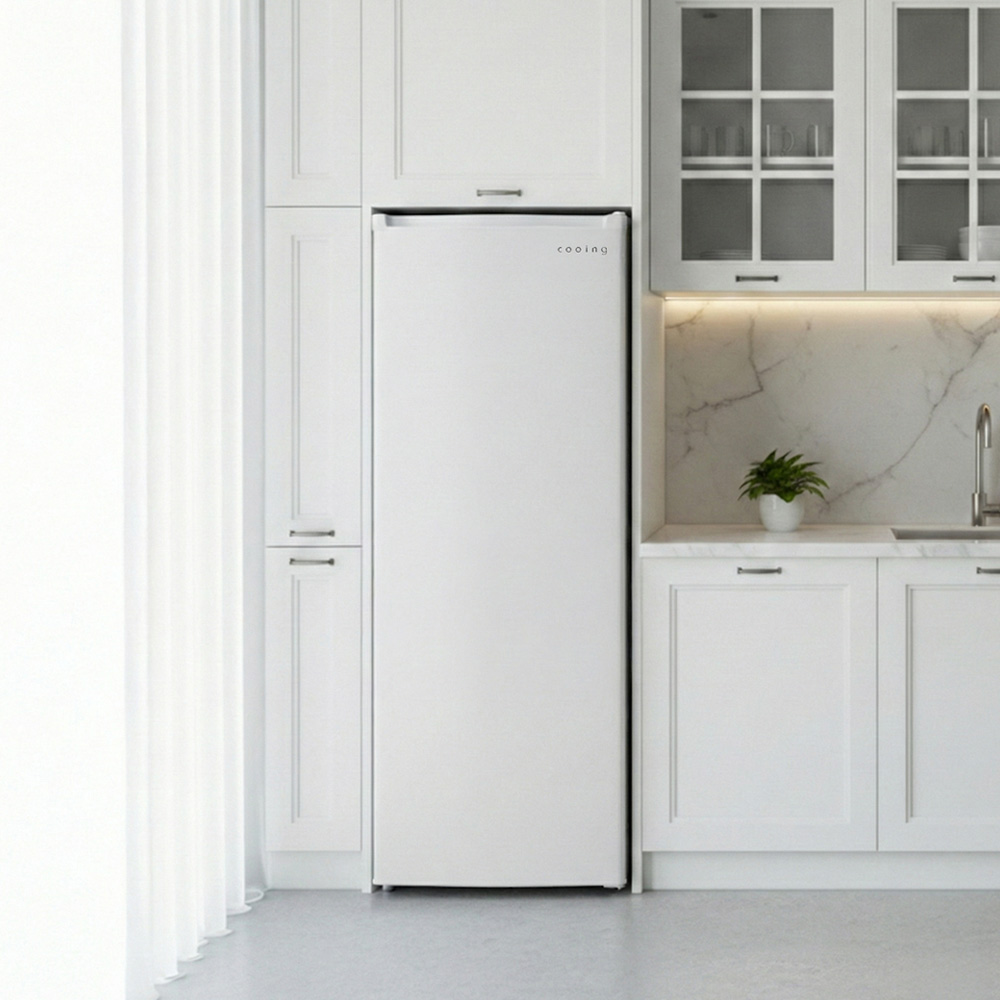 쿠잉 스탠드 냉동고 FR-S18 서랍형 소형 미니 가정용 원룸 음쓰 화이트