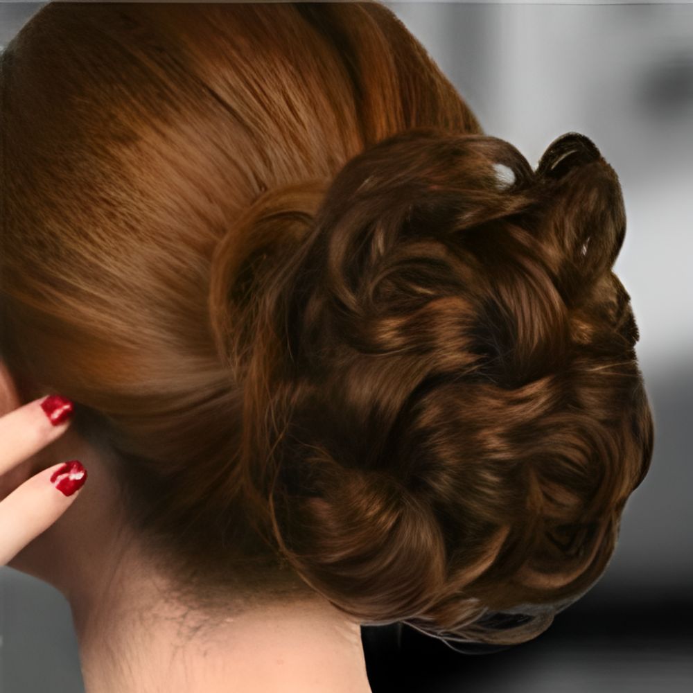 자연스러운 똥머리 집게 당고머리 가발 풍성 업스타일 이미지 8