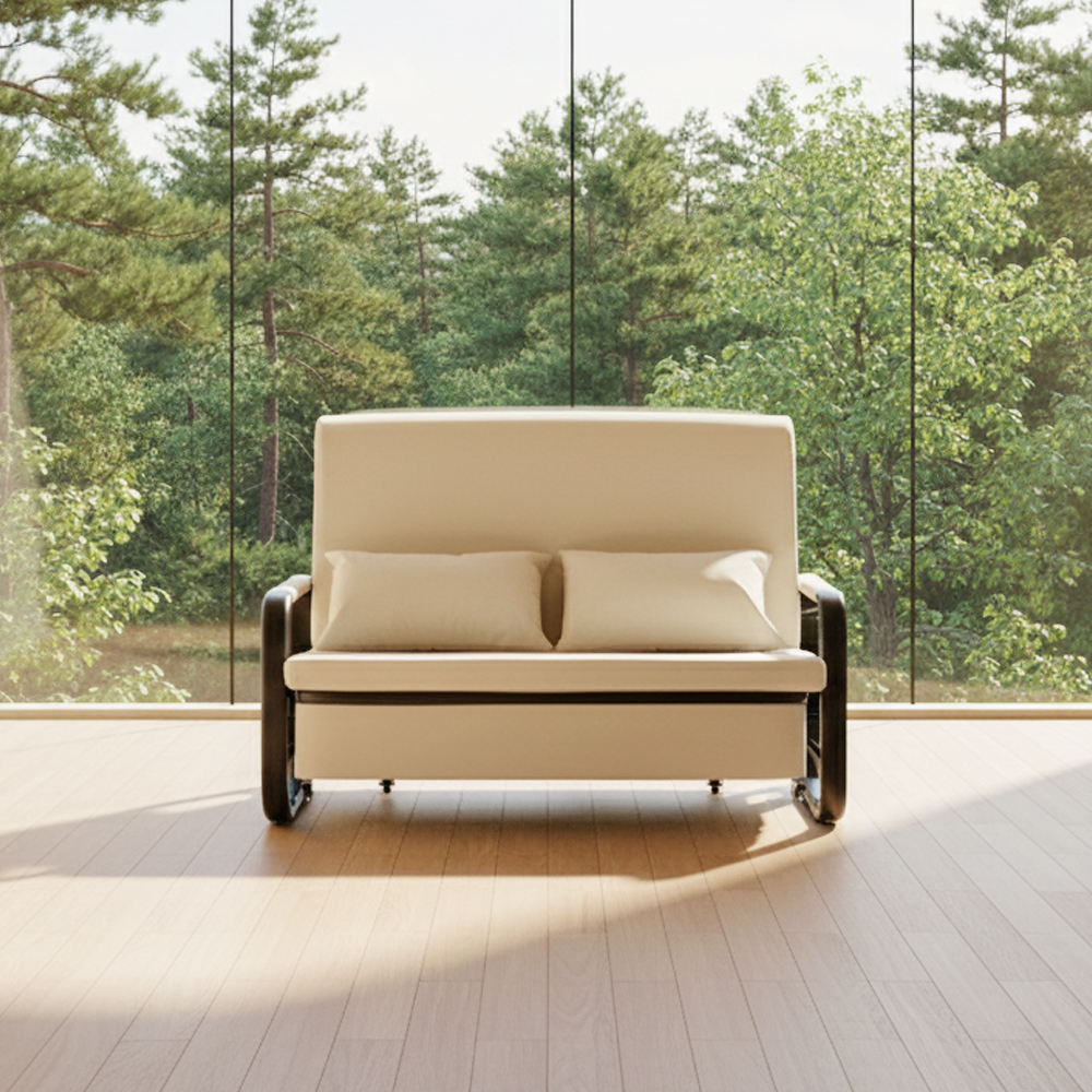 서광퍼니처 오뜨 수납형 패브릭 소파베드 매트리스 간이 접이식 침대 sk 스툴미포함, 크림베이지, 1인용