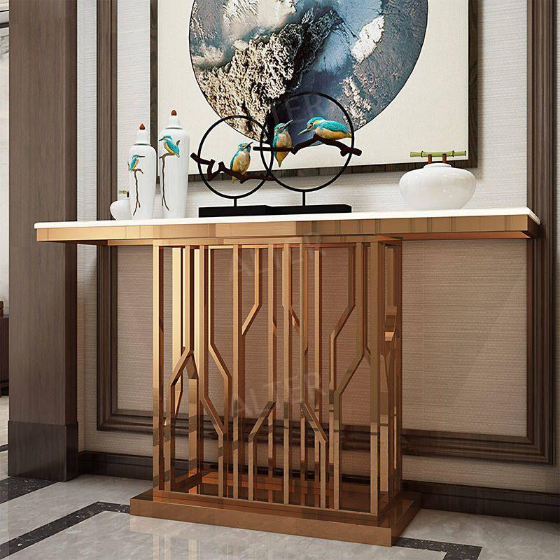 복도 콘솔 장식장 데스크 선반 로비 대리석 화이트 대리석 120x35x85cm - 상세 이미지 4