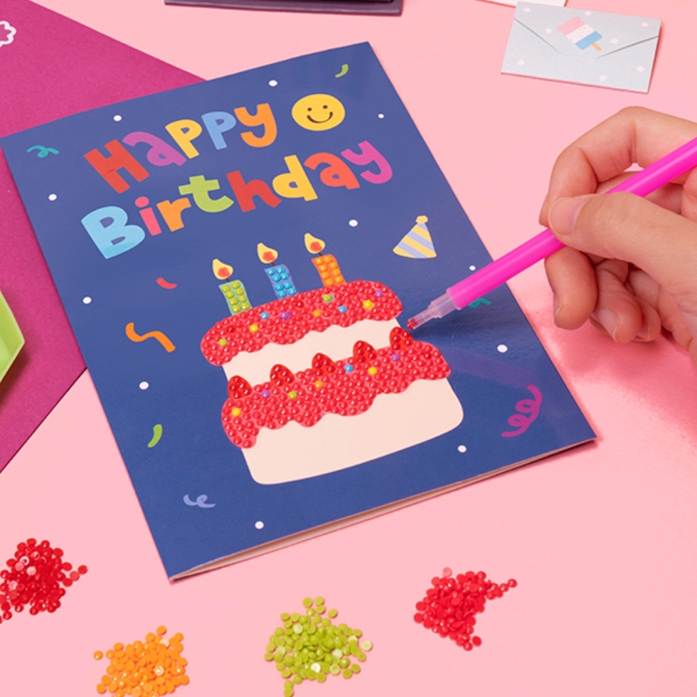 해피버스데이 생일케이크보석십자수카드 생일축하편지만들기 보석붙이기 - 상품 이미지
