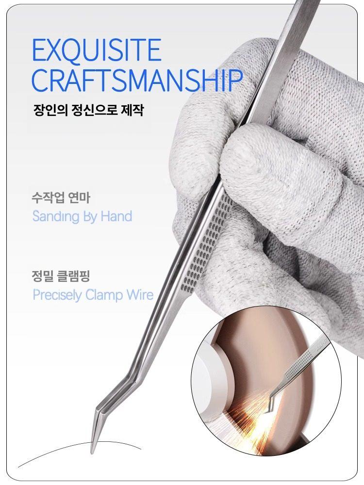 정밀 솔더용 인두용 핀셋 고경도 부품용 납땜용 전자용 클램핑 칩 인두용 핀셋 고경도 14.5cm - 상세 이미지 3