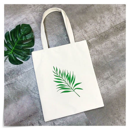 에코백 캔버스 숄더 토트백 트로피컬 야자잎 나뭇잎 패턴
