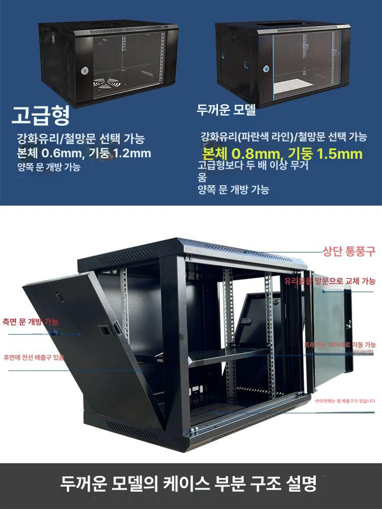 녹화기 케이스 CCTV 장치 네트워크 시건 보안 보관함 두꺼워진 12u 600깊이 450높이 650 0x0x0cm - 상세 이미지 4