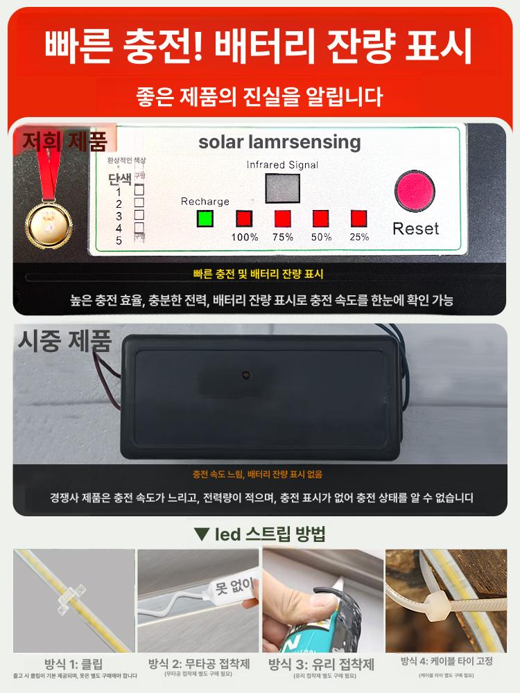 LED 태양광 줄조명 야외 30m 방수 정원등 리모컨 8 방수 밝기 조절 램프 1600 A 36w - 상세 이미지 3