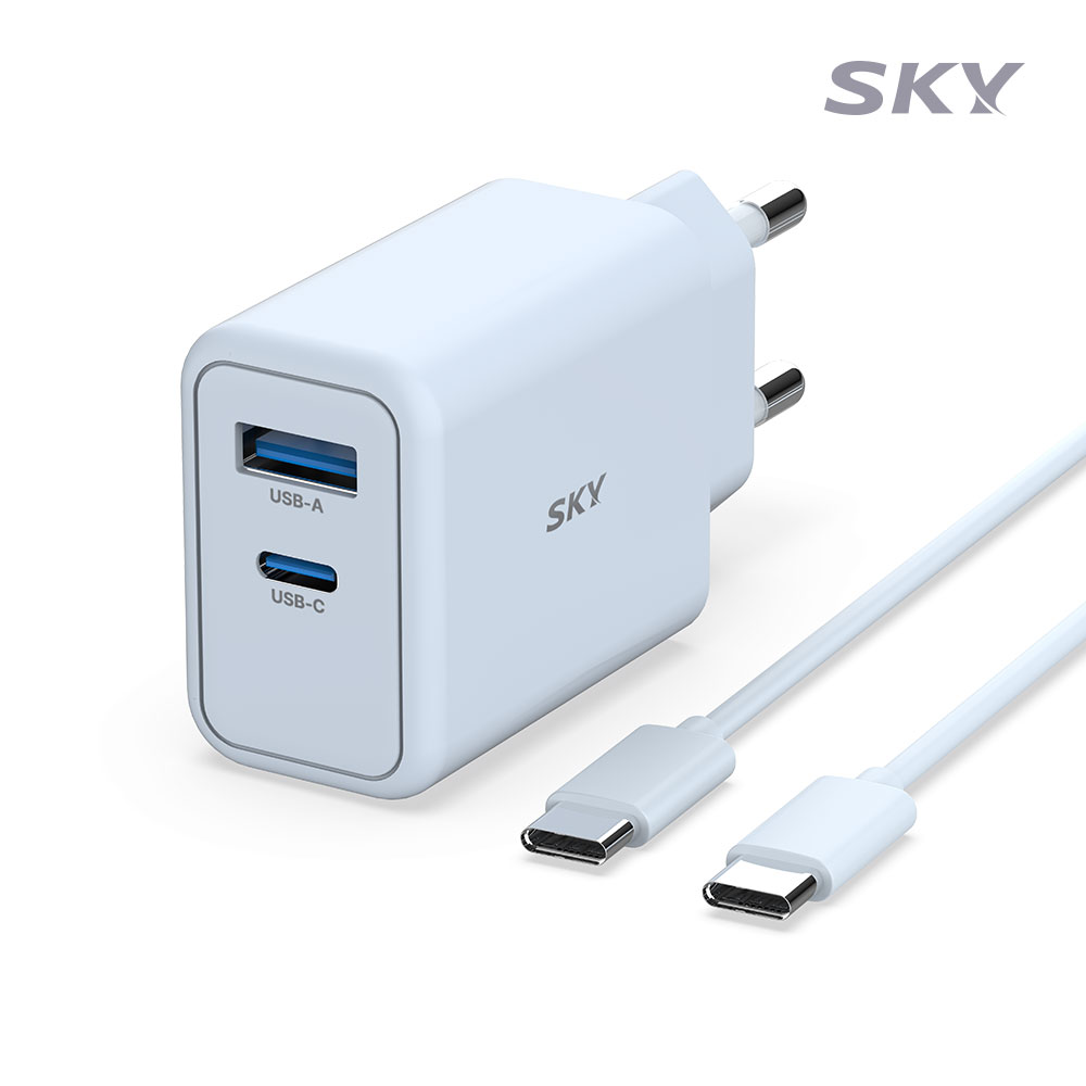 스카이 필 GaN 25W 초고속 충전기 + C to C 40W 케이블 블루 - 상품 이미지
