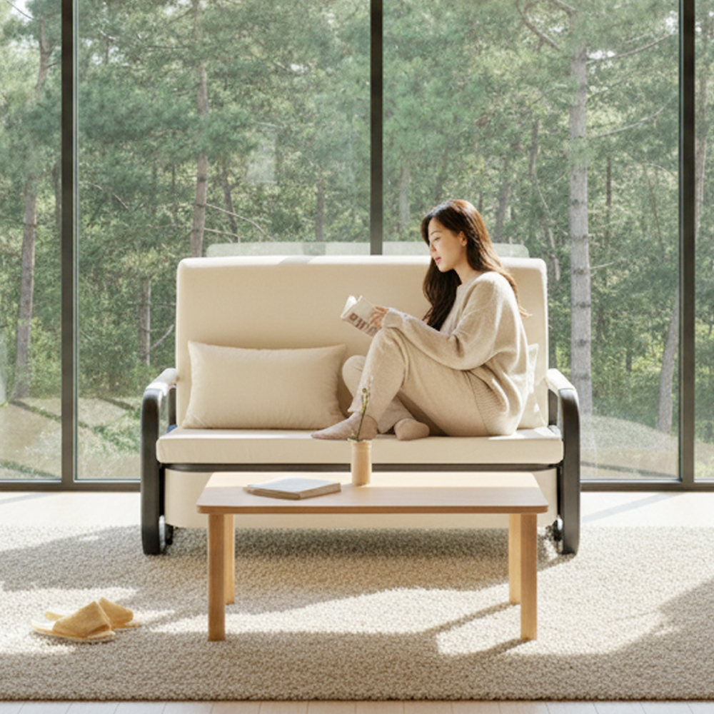 서광퍼니처 오뜨 수납형 패브릭 소파베드 매트리스 간이 접이식 침대 sk 스툴미포함, 크림베이지, 1인용