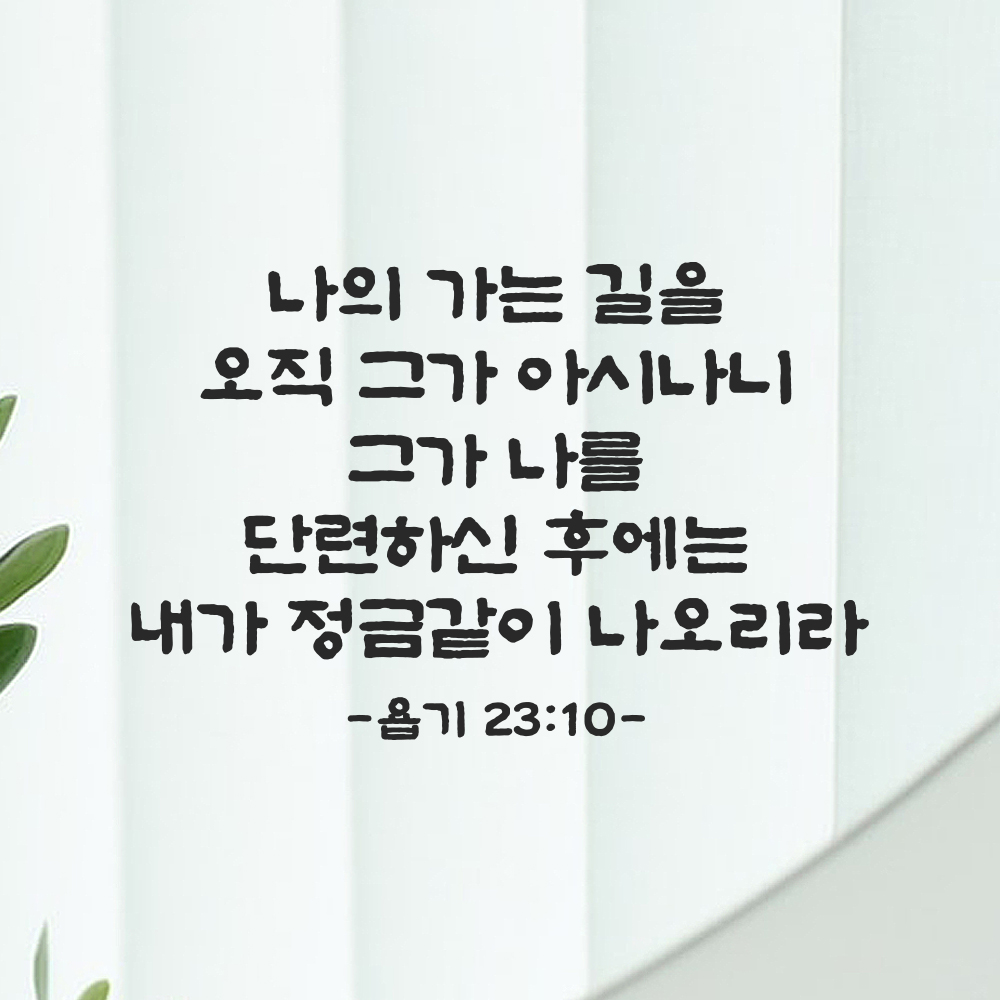 성경 말씀 스티커 욥기 23장 10절 단정한 붓글씨 글귀 글씨 시트지 검정S 37x24cm - 상품 이미지