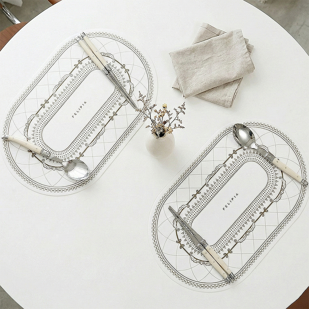 페리피아 프레즈 실리콘 식탁매트 2P 화이트, 42.5x27cm - 상품 이미지