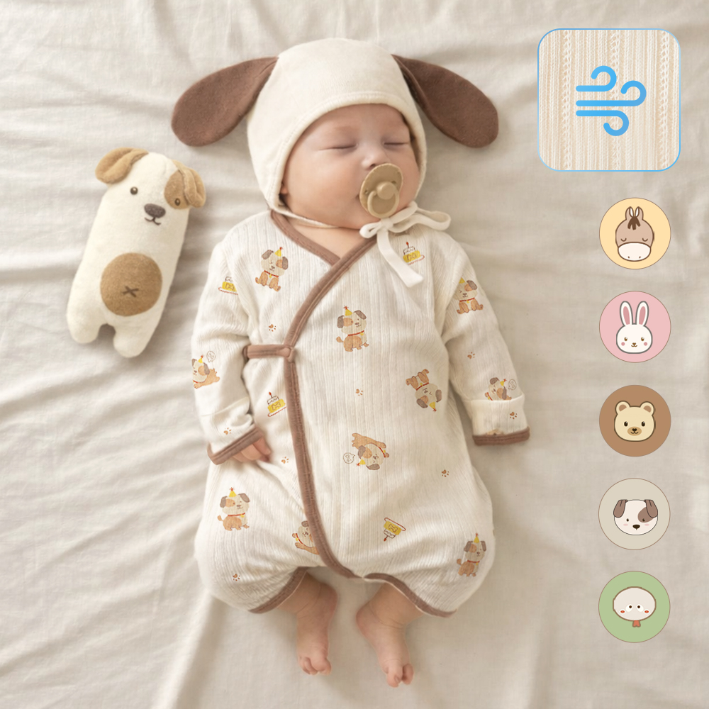 이키 아기 신생아옷 배냇슈트 바디수트 말띠 강아지 긴소매 제품 이미지