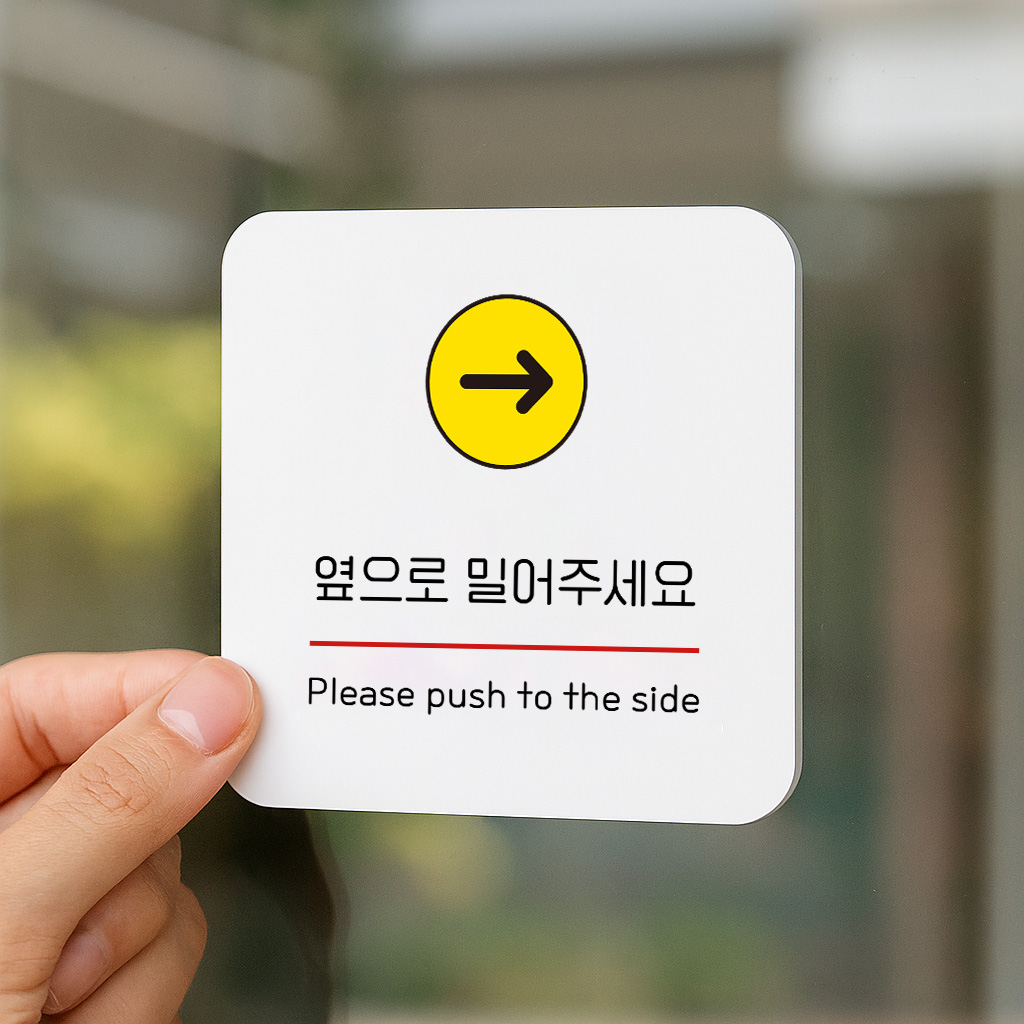 옆으로 밀어주세요 안내판 슬라이딩 도어사인 303 100x100 - 상품 이미지