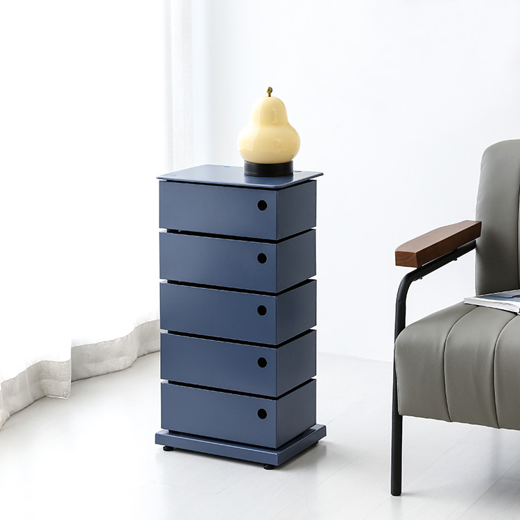 ROTY 회전서랍장 38x26x73, 5단, 다크블루 4910.6310