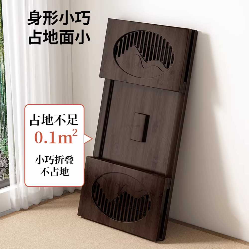 라탄 좌식 테이블 우드 낮은 다다미 탁자 다도 일본식 60cm 월넛 - 상세 이미지 3