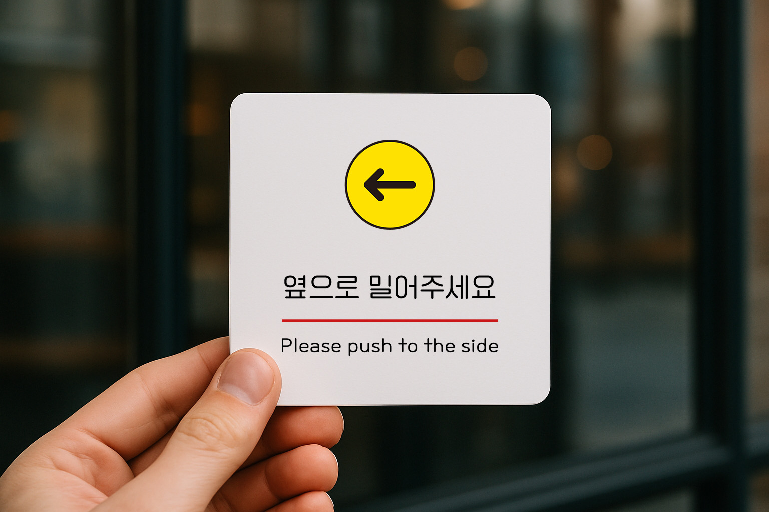 옆으로 밀어주세요 안내판 슬라이딩 도어사인 304 100x100 - 상세 이미지 3