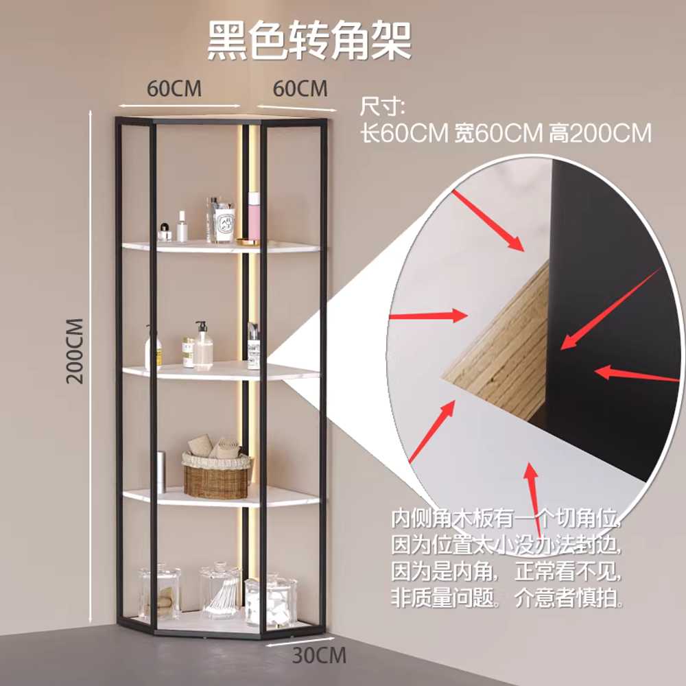 조명 장식장 네일샵 쇼케이스 보관 인테리어 모듈장 60x60x200cm 코너선반 골드 - 상세 이미지 5