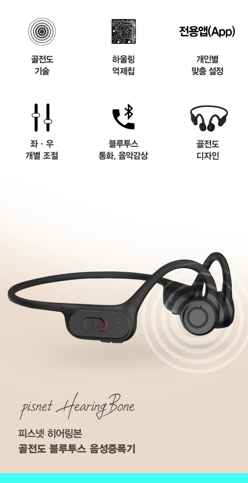 미국 FDA 등록된 고막이 손상된 분도 잘 들리는 골전도 음성증폭기 피스넷 히어링본 블루투스 청력보조기능 판매처 상세 정보 이미지 4