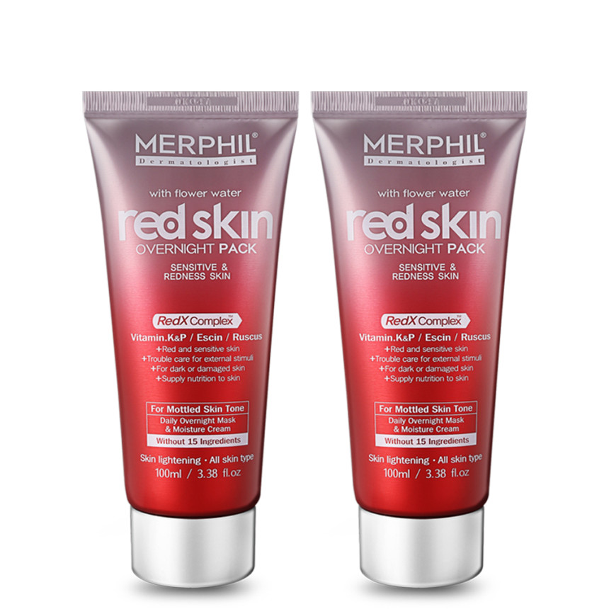 메르필 수면팩 붉은기 홍조크림 흔적 자국 진정 오버나이트크림 레드스킨 100ml, 2개