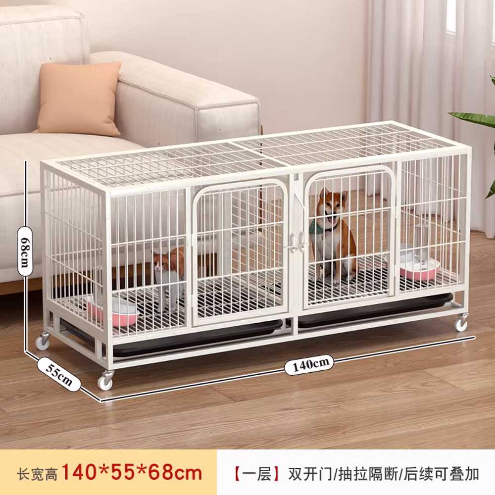 강아지 철장 고양이 개 견사 애견 반려동물 펜스 병원 121x45x58cm/더블도어/슬라이딩 칸막이 이미지 7