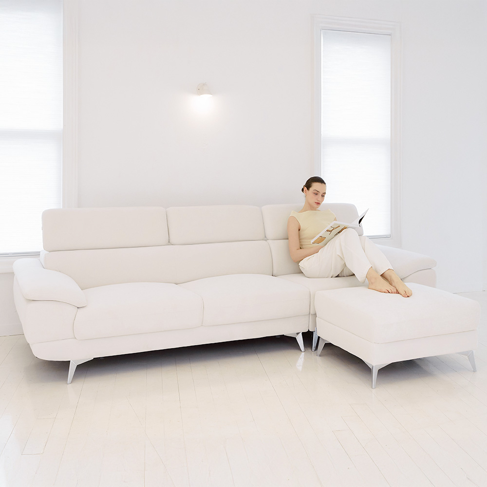 몬스터 아쿠아텍스 이지클린 거실 푹신한 신혼부부 넓은 패브릭 소파 스툴 Event, 오트밀 베이지, 4인용