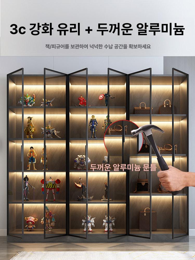 아크릴 진열장 LED 쇼케이스 보관함 전시용 진열대 에잇 도어 유압식 네뷸라그레이 C - 상세 이미지 5