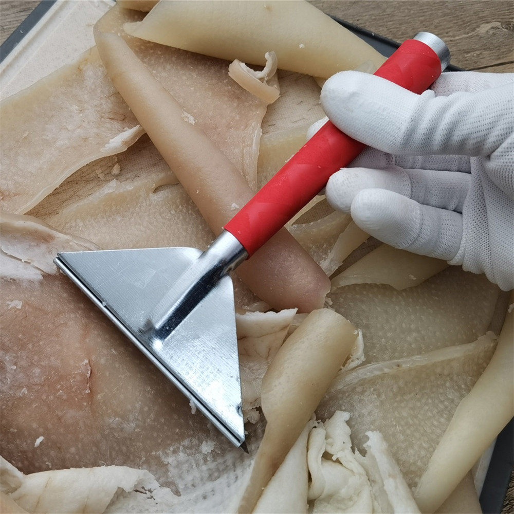 돼지껍질 양껍질 지방 제거용 위생 스테인리스 금속 칼날 삼각 디자인 미끄럼방지 핸들 주방 - 상세 이미지 2