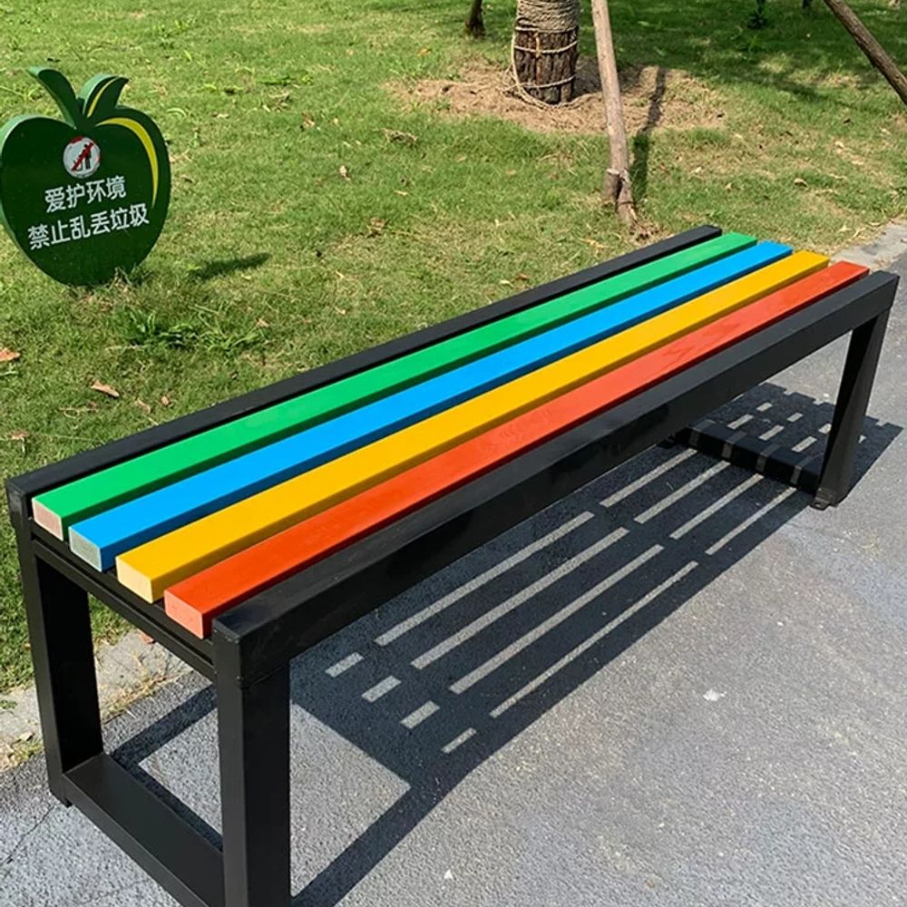 야외 나무 벤치 공원의자 원 A. 1m 길이 40cm 너비 45cm 높이의 안티 고정 목재 - 상세 이미지 2
