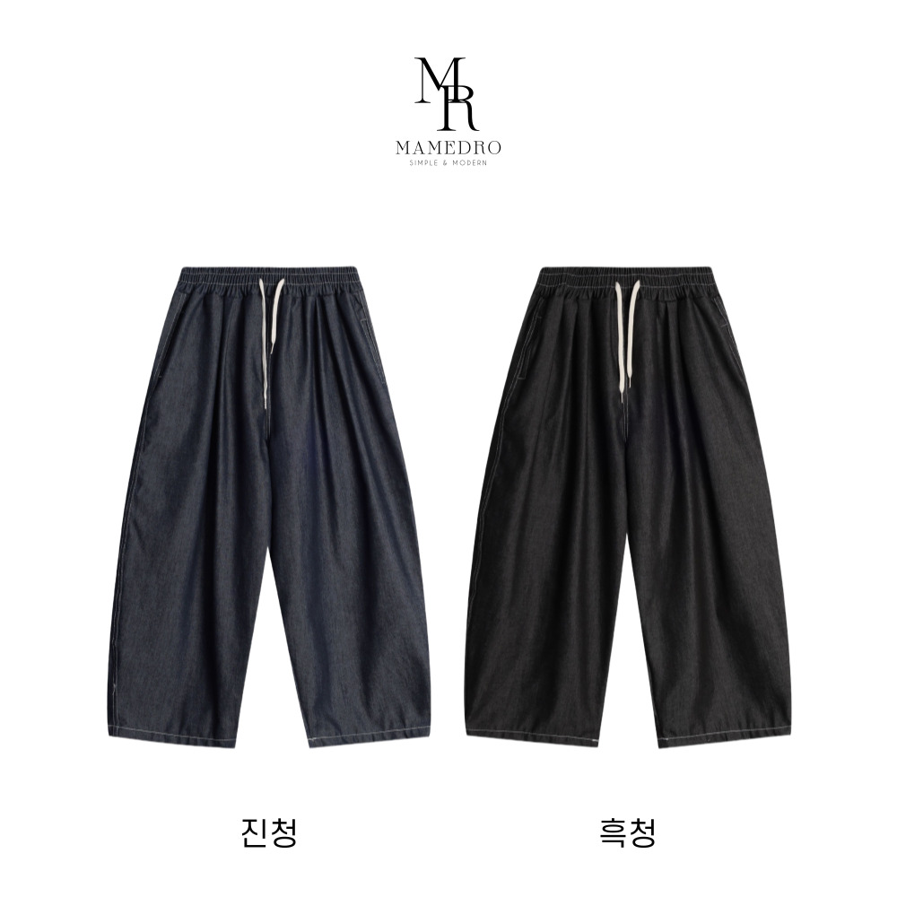 통청바지 남자밴딩청바지 생지데님 벌룬청바지 - 상세 이미지 5