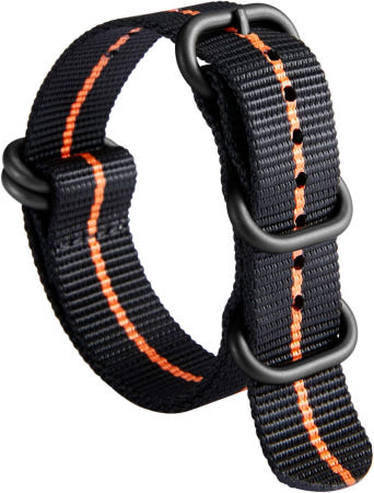 BINLUN [해외]남성용 빈룬 시계 스트랩 두꺼운 G10 나일론 교체 멀티컬러 밴드 18mm 20mm 22mm 24mm 밀리터리 헤비 듀티 5링 실버/블랙 1_BLack-Orange-X Ba