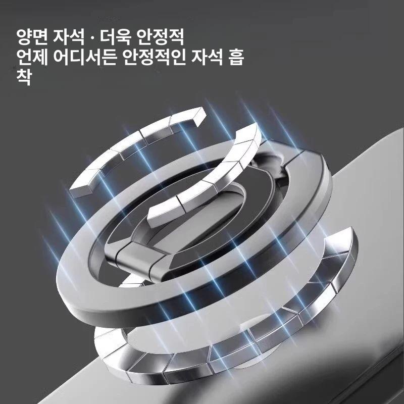 휴대폰 링홀더 스마트폰 그립 거치대 핑거링 휴대용 링 쿨블랙 양면 자석 회전 - 상세 이미지 3