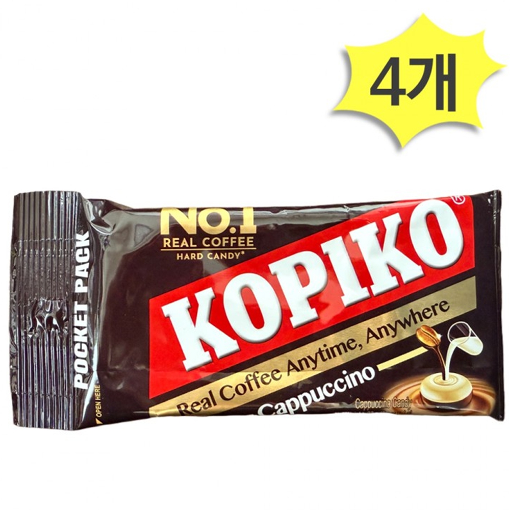 코피코카페인 4봉지 kopiko 잠깨는사탕 피곤할때먹는 졸릴때 운전 커피코 카푸치노 커피맛 - 상품 이미지