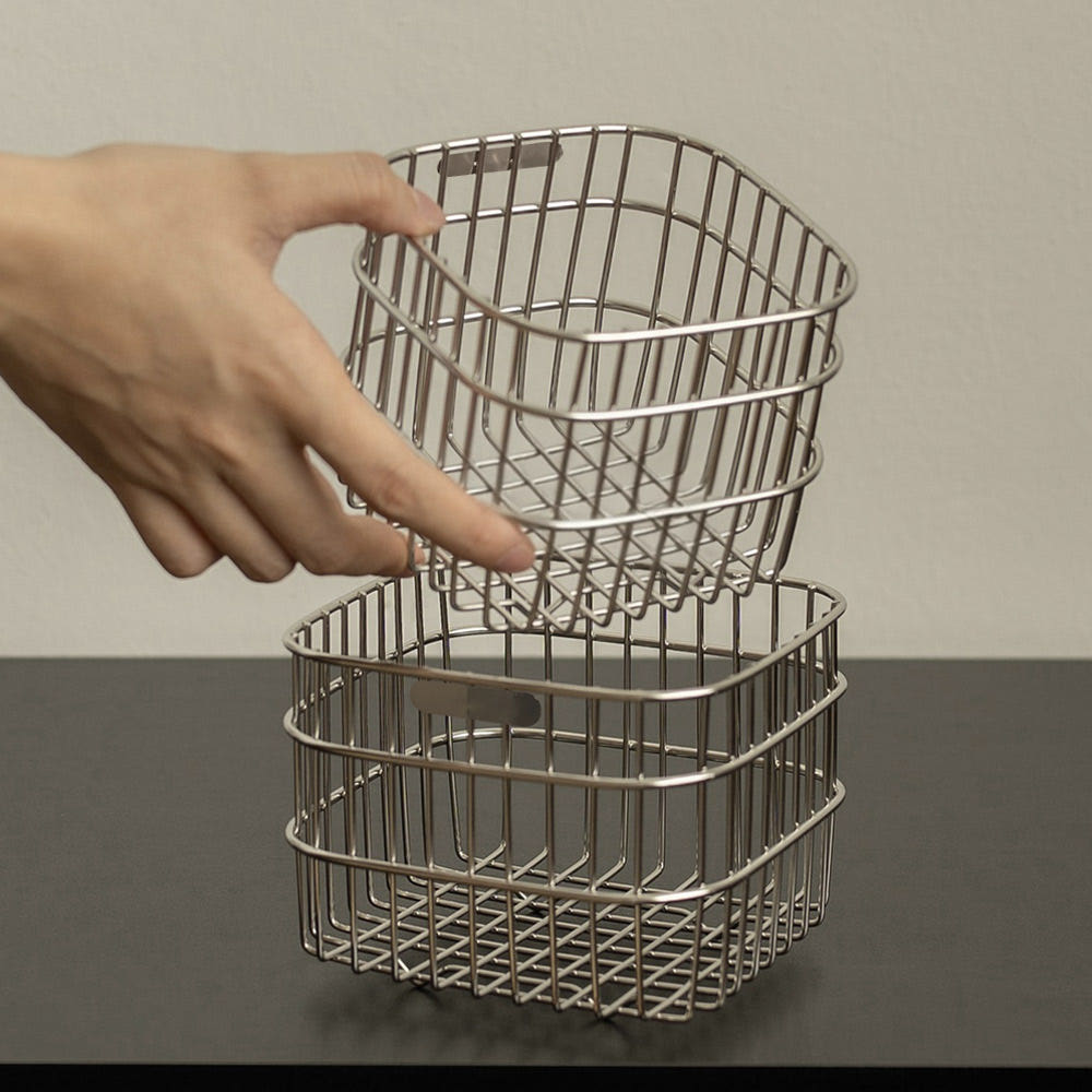 스테인리스 소품 쇠테리어 수납 바구니 정리 함 스텐 스퀘어 13x13x10.5cm, 1개 - 상세 이미지 2