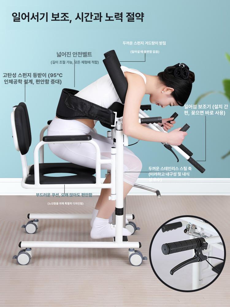 노인 이송 리프트 이동 기구 시프터 보조 간병 환자 보조서기보조모델 스테인리스스틸 샤프트 블랙 - 상세 이미지 5
