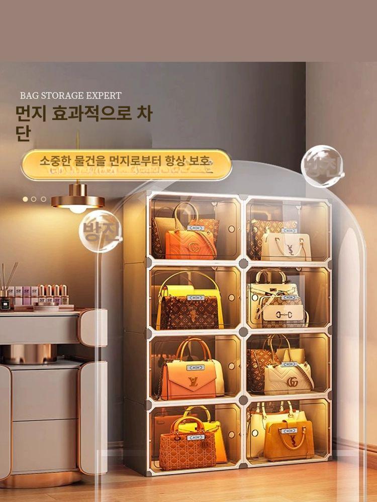 가방 진열장 투명 진열대 아크릴 명품백 수납 틈새 매장 6칸 그레이 - 상세 이미지 3