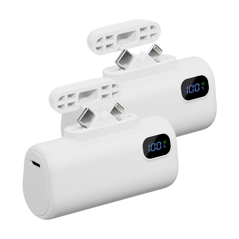 루로 도킹형 보조배터리 기내반입 일체형 듀얼 미니 22.5W 고속 여행용 5000mAh, 흰색 2개입 - 상품 이미지