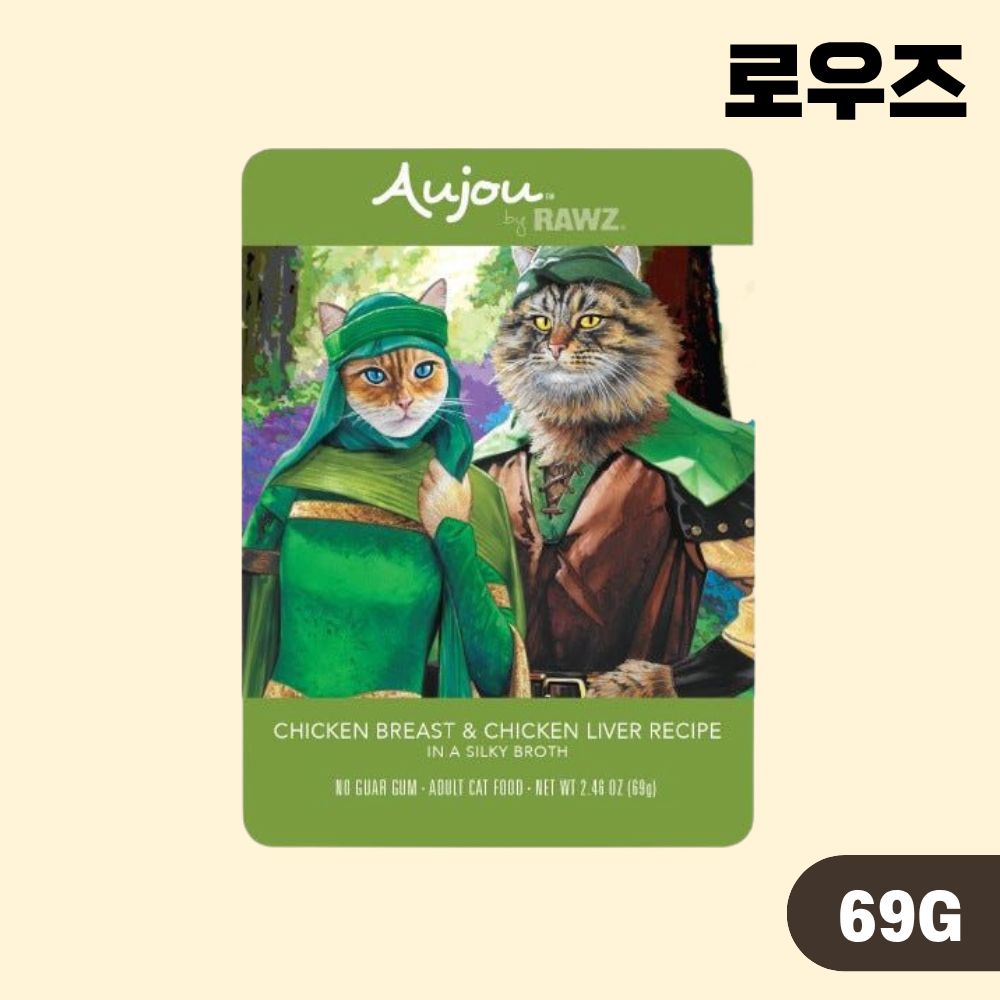 [+N포인트] 로우즈 오쥬바이 습식 파우치 고양이 주식 5종 콤보, 69g, 10개 - 상세 이미지 5