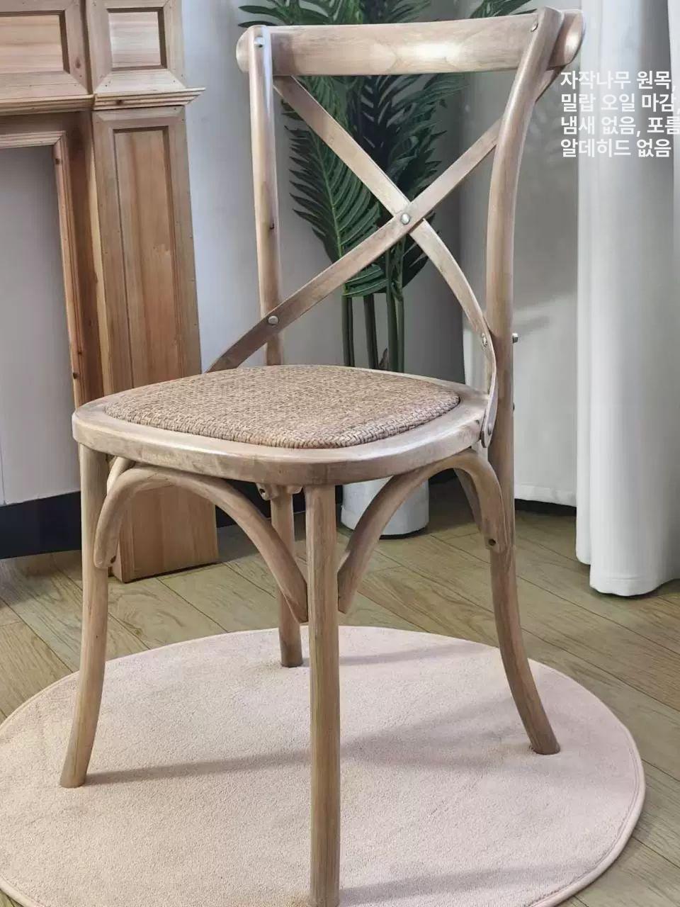 엔틱 라탄 의자 원목 인테리어 북유럽 모던 오크 카페 - 상세 이미지 4