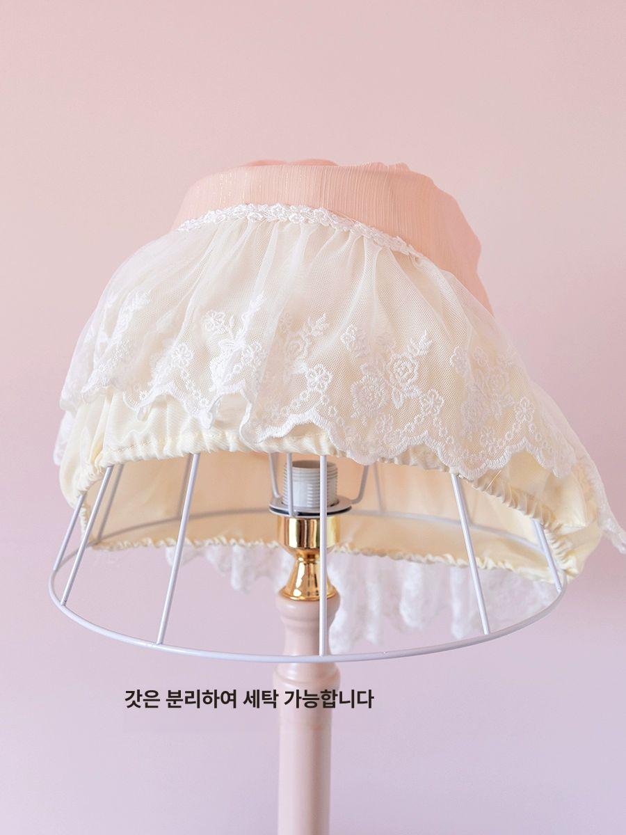 플로어 인테리어 핑크 레이스 장스탠드 조명 램프 공주 표준 5W 옐로우 라이트 LED 전구 - 상세 이미지 4