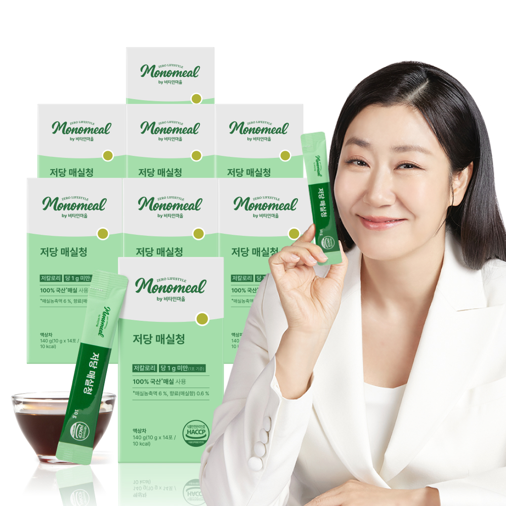 비타민마을 모노밀 100% 국산매실 저당 매실청 스틱 14포, 8개 - 상품 이미지