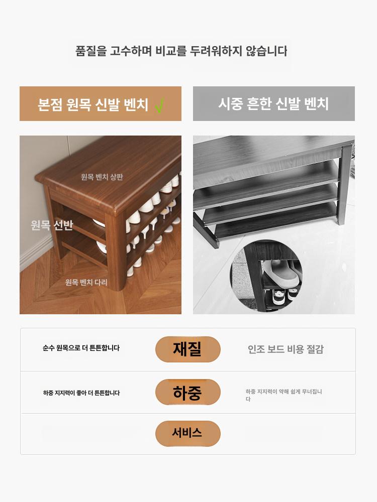벤치 수납 스툴 현관 의자 정리함 웨이팅 신발 수납장 120cm 2단 월넛 - 상세 이미지 3