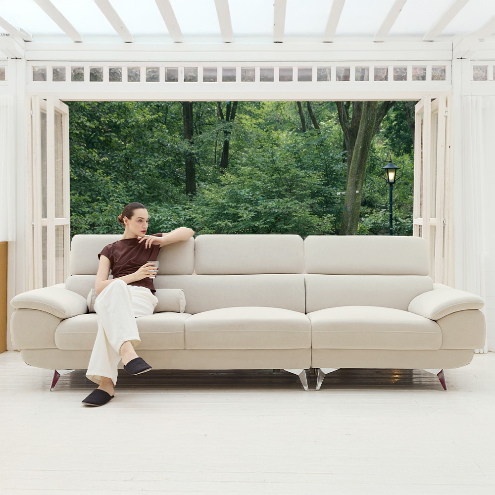 몬스터 아쿠아텍스 이지클린 거실 푹신한 신혼부부 넓은 패브릭 소파 스툴 Event, 오트밀 베이지, 3인용