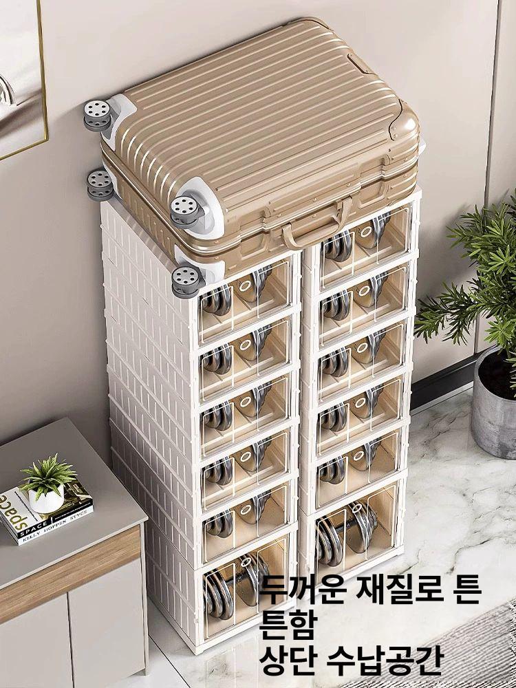 신발 정리함 아크릴 수납함 원룸 현관 운동화 보관함 5칸 10켤레 스냅온뚜껑48사이즈AJ신발수납 - 상세 이미지 4