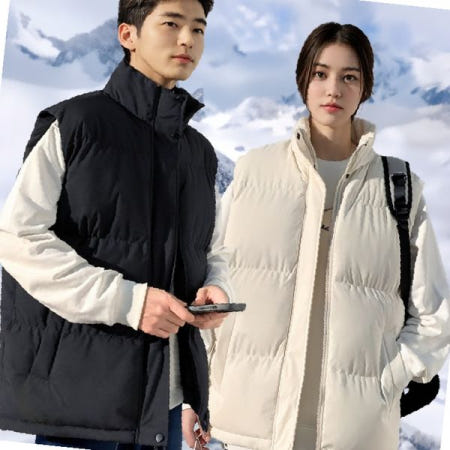 남녀공용 경량 패딩 조끼 오버핏 베스트 동계 야외활동 러닝 캠핑 등산 정장