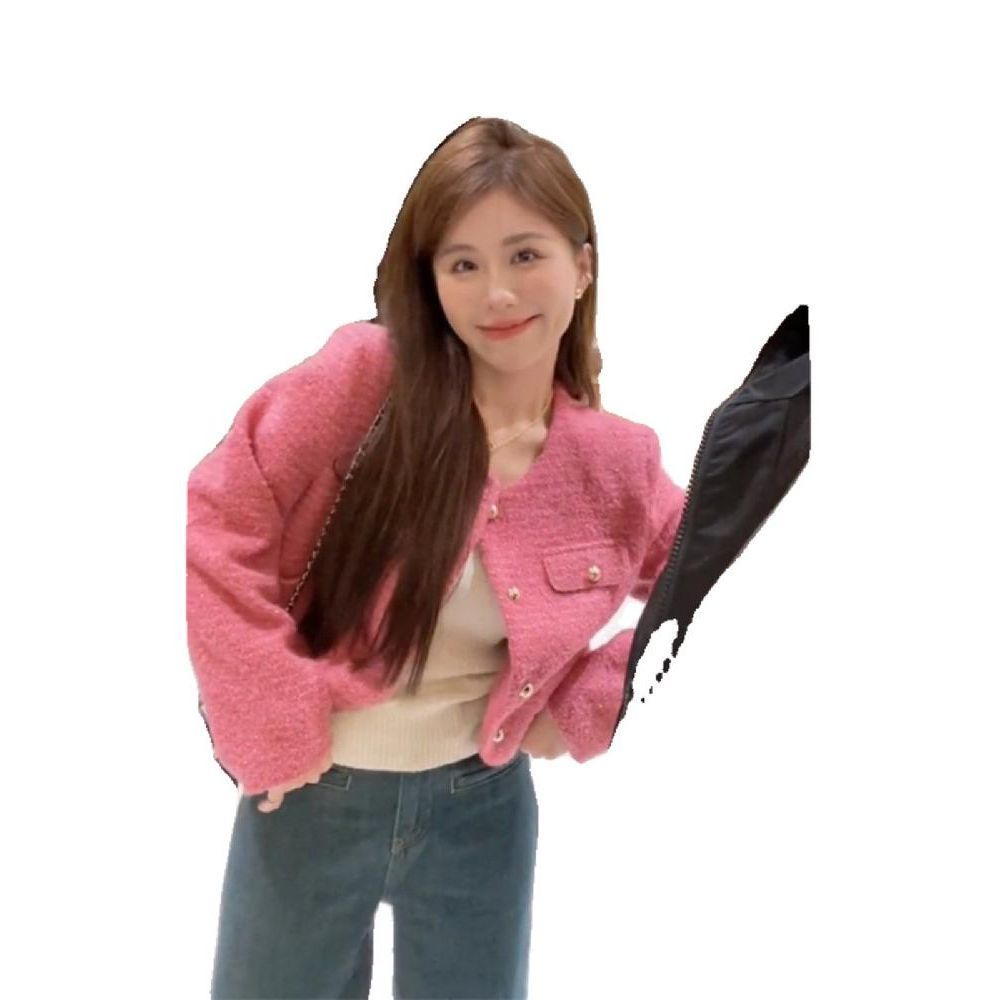 모임 핑크트위드자켓 하객 가디건 오피스룩 하객룩 직장인 핑크 트위드자켓 S - 상품 이미지