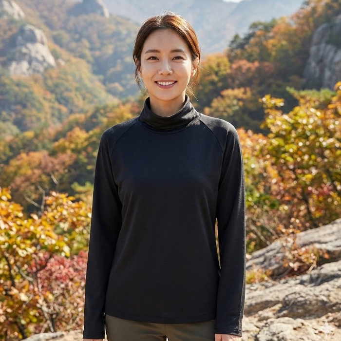 네파 여성 봄 간절기 가을 레깅스핏 하이넥 베이스 등산 레이어 티셔츠 - 상품 이미지
