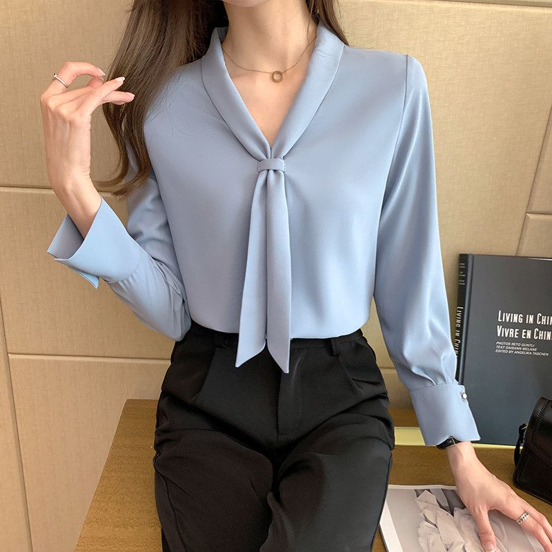 여성용 가을 도톰한 여성 티셔츠 빅사이즈 프렌치 셔츠 화이트 S - 상세 이미지 5
