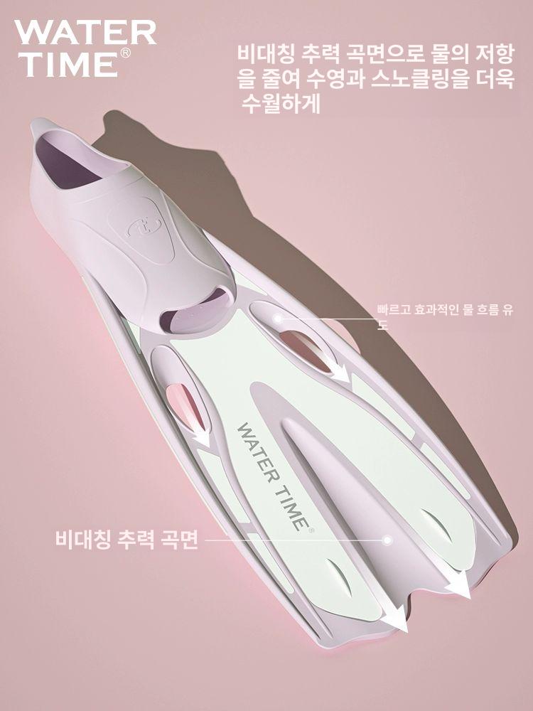 다이빙 경량 스노클링 장비 스쿠버 숏오리발 성인용 전문 소프트미스트핑크 xs36-37 - 상세 이미지 3